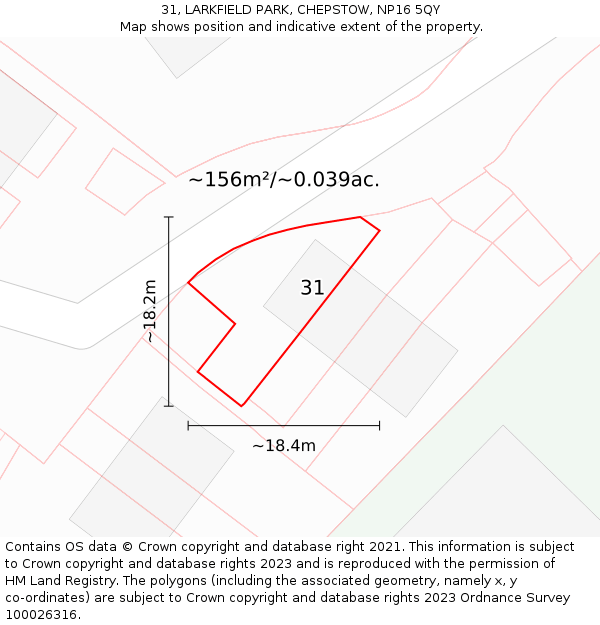 31, LARKFIELD PARK, CHEPSTOW, NP16 5QY: Plot and title map