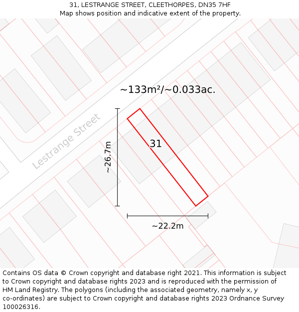 31, LESTRANGE STREET, CLEETHORPES, DN35 7HF: Plot and title map