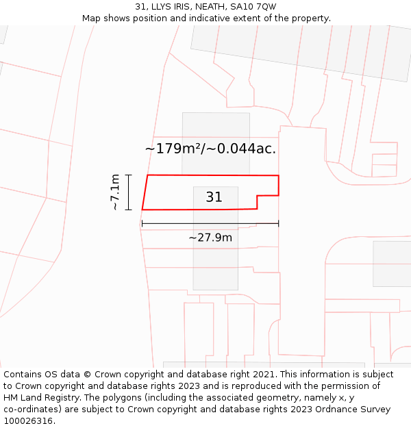 31, LLYS IRIS, NEATH, SA10 7QW: Plot and title map