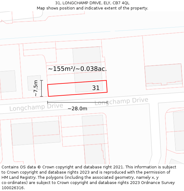 31, LONGCHAMP DRIVE, ELY, CB7 4QL: Plot and title map
