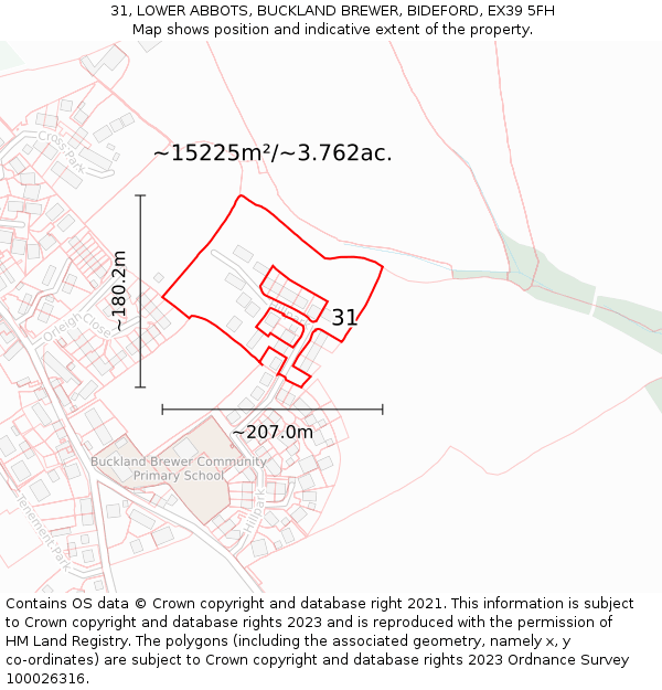 31, LOWER ABBOTS, BUCKLAND BREWER, BIDEFORD, EX39 5FH: Plot and title map