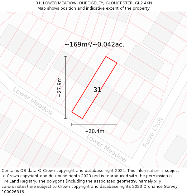 31, LOWER MEADOW, QUEDGELEY, GLOUCESTER, GL2 4XN: Plot and title map
