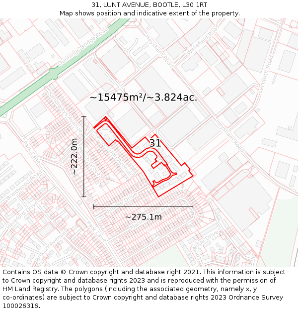 31, LUNT AVENUE, BOOTLE, L30 1RT: Plot and title map