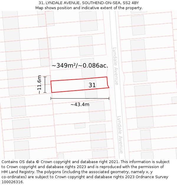 31, LYNDALE AVENUE, SOUTHEND-ON-SEA, SS2 4BY: Plot and title map