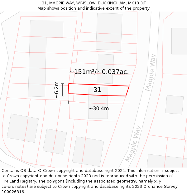 31, MAGPIE WAY, WINSLOW, BUCKINGHAM, MK18 3JT: Plot and title map