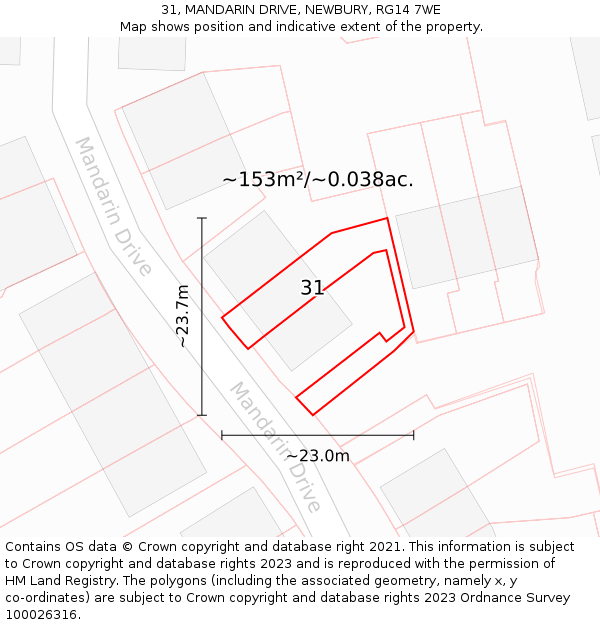 31, MANDARIN DRIVE, NEWBURY, RG14 7WE: Plot and title map