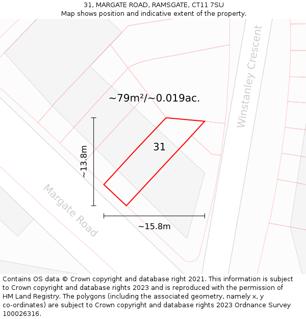 31, MARGATE ROAD, RAMSGATE, CT11 7SU: Plot and title map