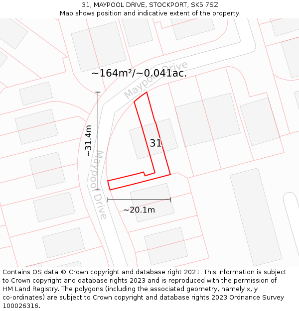 31, MAYPOOL DRIVE, STOCKPORT, SK5 7SZ: Plot and title map