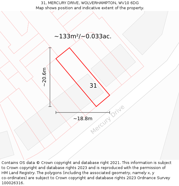 31, MERCURY DRIVE, WOLVERHAMPTON, WV10 6DG: Plot and title map