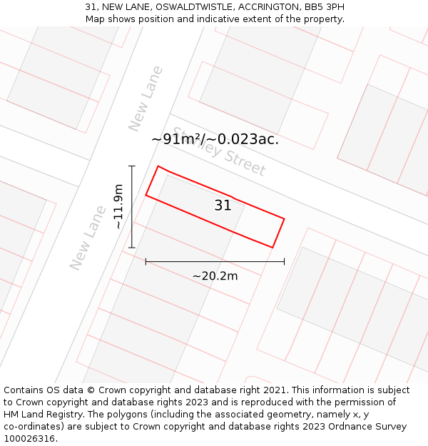 31, NEW LANE, OSWALDTWISTLE, ACCRINGTON, BB5 3PH: Plot and title map