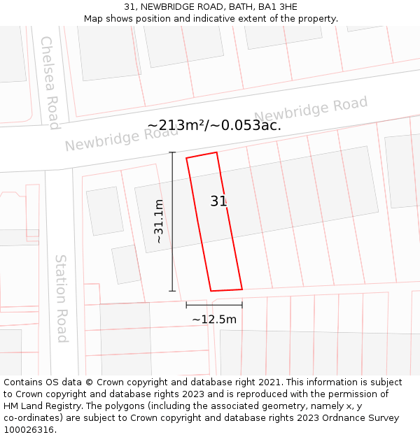 31, NEWBRIDGE ROAD, BATH, BA1 3HE: Plot and title map