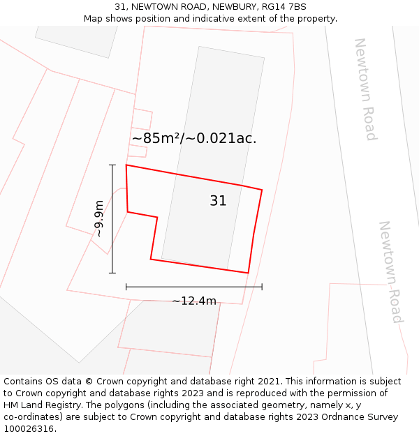 31, NEWTOWN ROAD, NEWBURY, RG14 7BS: Plot and title map
