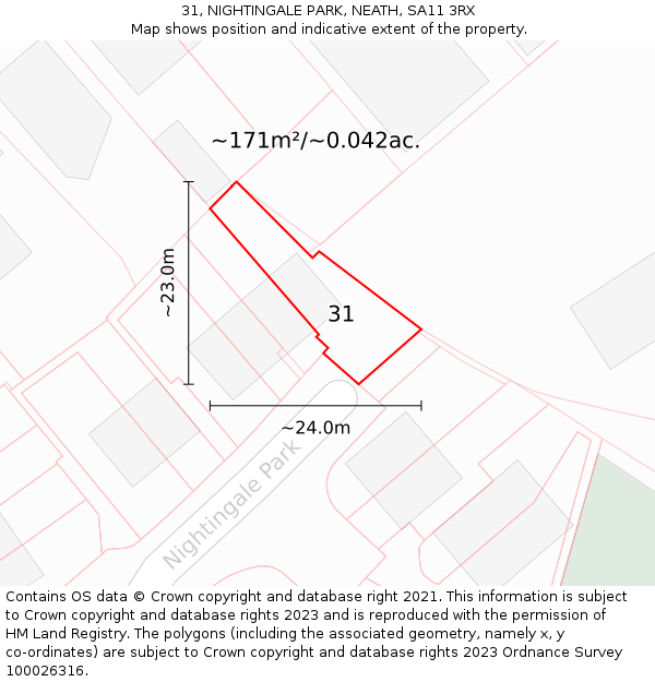 31, NIGHTINGALE PARK, NEATH, SA11 3RX: Plot and title map