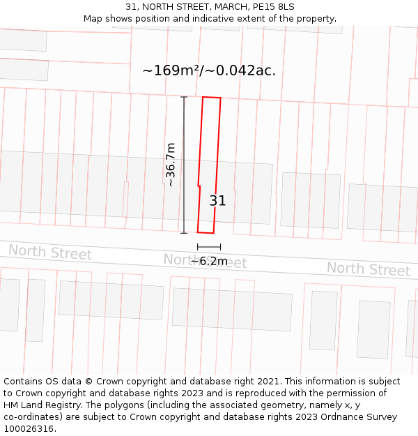 31, NORTH STREET, MARCH, PE15 8LS: Plot and title map