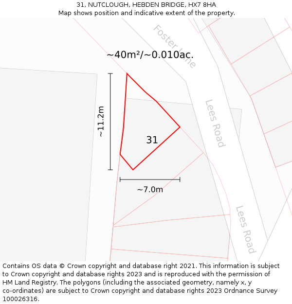 31, NUTCLOUGH, HEBDEN BRIDGE, HX7 8HA: Plot and title map