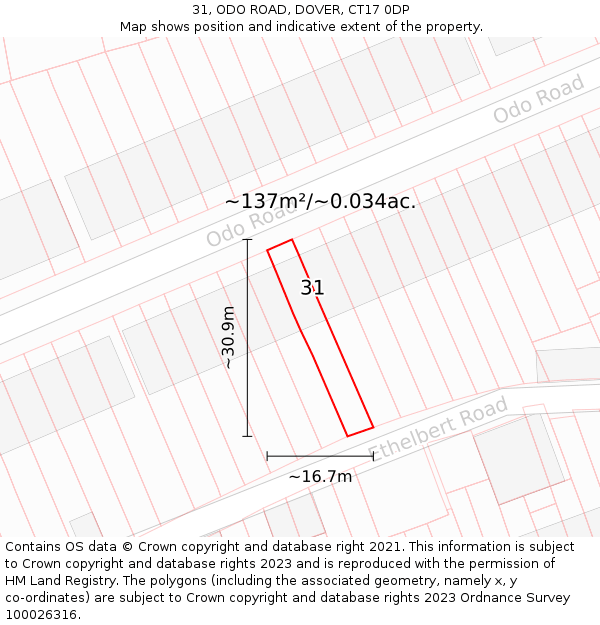 31, ODO ROAD, DOVER, CT17 0DP: Plot and title map
