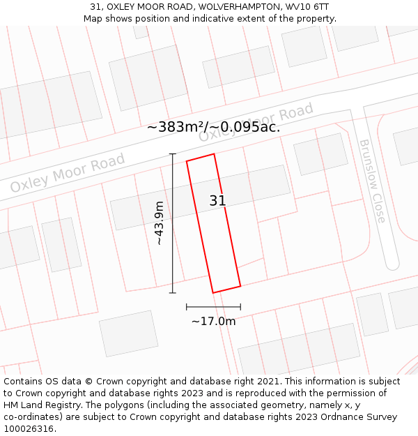 31, OXLEY MOOR ROAD, WOLVERHAMPTON, WV10 6TT: Plot and title map