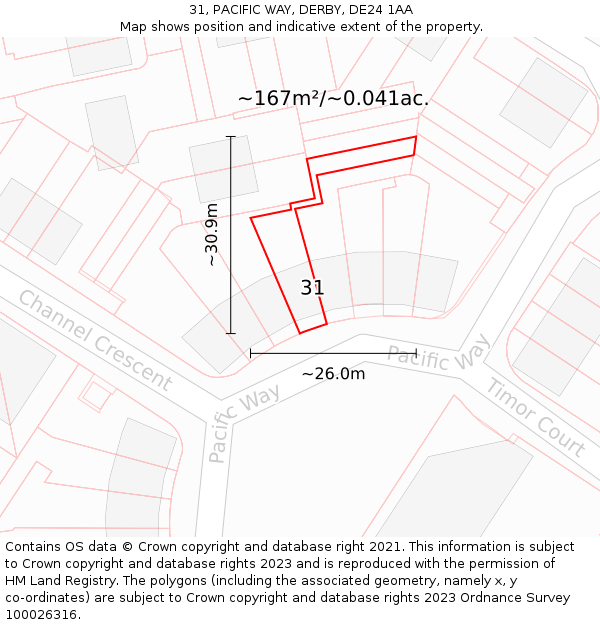 31, PACIFIC WAY, DERBY, DE24 1AA: Plot and title map