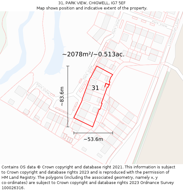 31, PARK VIEW, CHIGWELL, IG7 5EF: Plot and title map