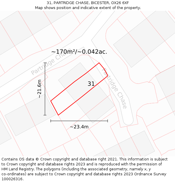 31, PARTRIDGE CHASE, BICESTER, OX26 6XF: Plot and title map