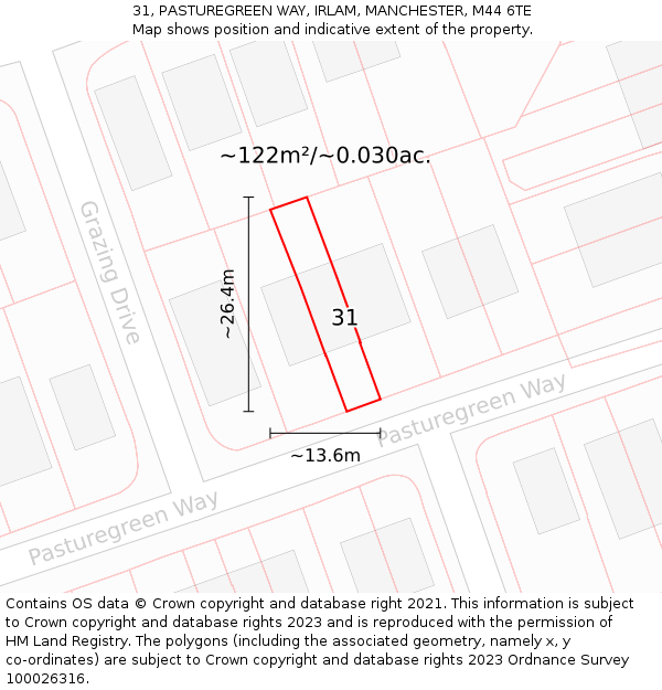 31, PASTUREGREEN WAY, IRLAM, MANCHESTER, M44 6TE: Plot and title map