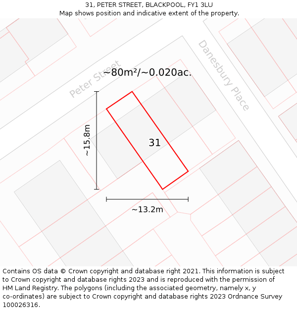 31, PETER STREET, BLACKPOOL, FY1 3LU: Plot and title map