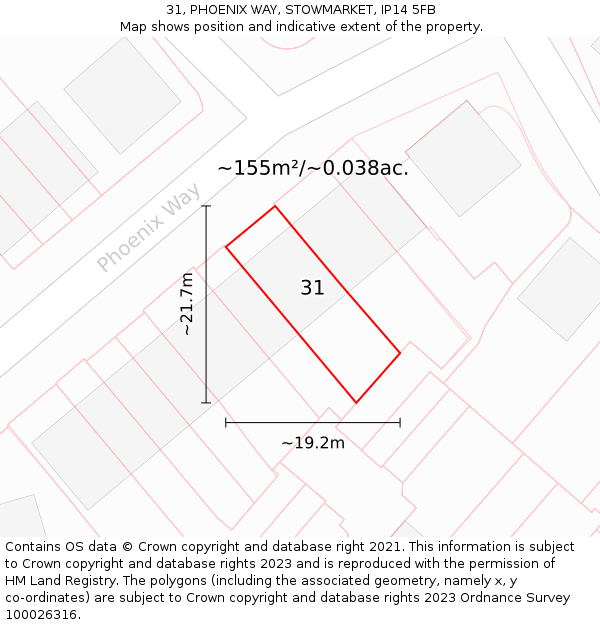 31, PHOENIX WAY, STOWMARKET, IP14 5FB: Plot and title map