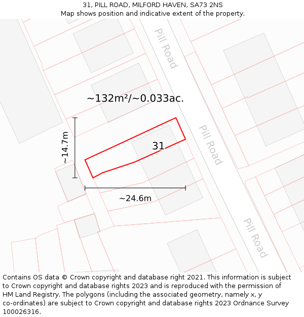 31, PILL ROAD, MILFORD HAVEN, SA73 2NS: Plot and title map