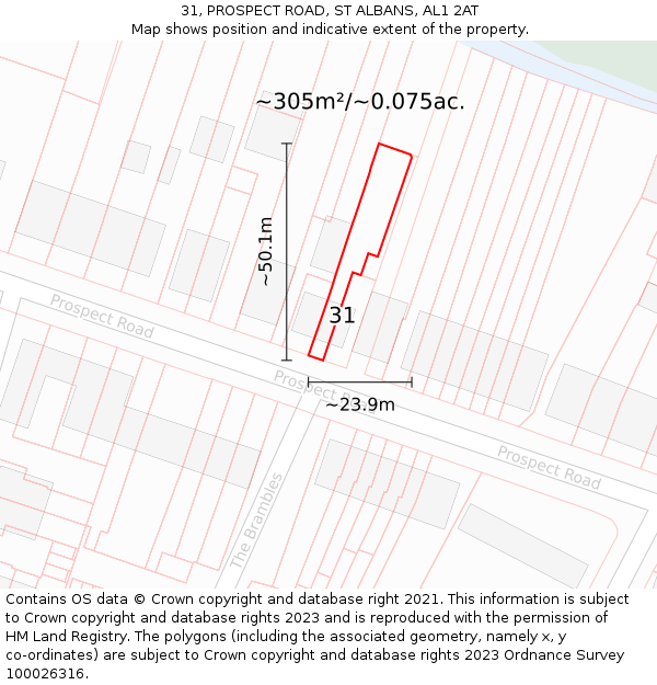 31, PROSPECT ROAD, ST ALBANS, AL1 2AT: Plot and title map