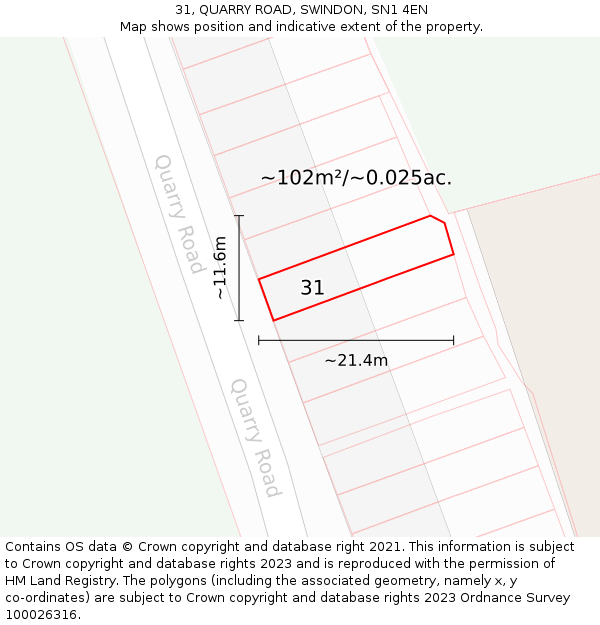 31, QUARRY ROAD, SWINDON, SN1 4EN: Plot and title map
