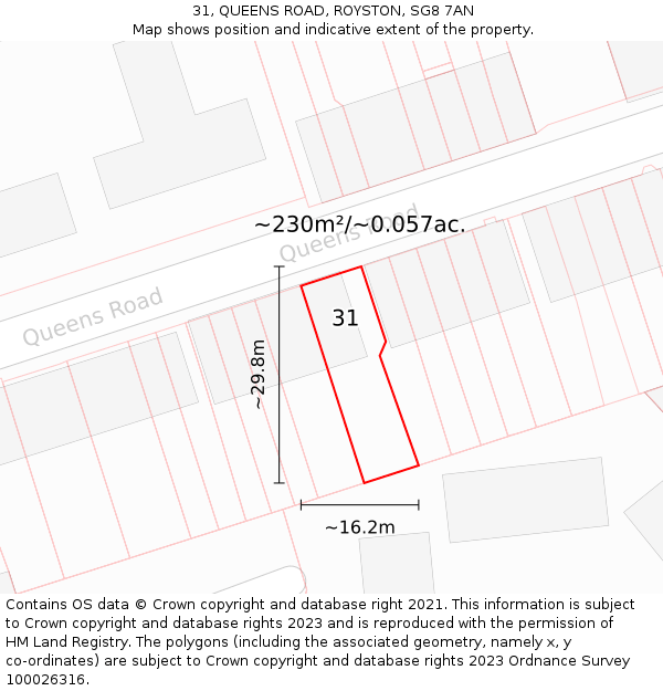 31, QUEENS ROAD, ROYSTON, SG8 7AN: Plot and title map