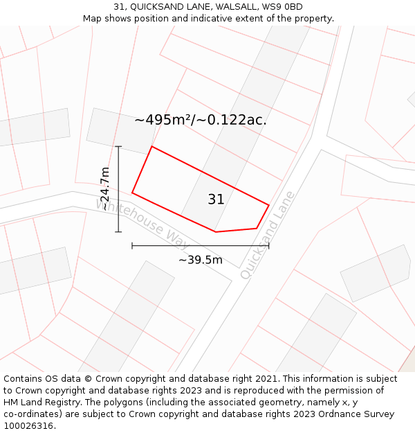 31, QUICKSAND LANE, WALSALL, WS9 0BD: Plot and title map