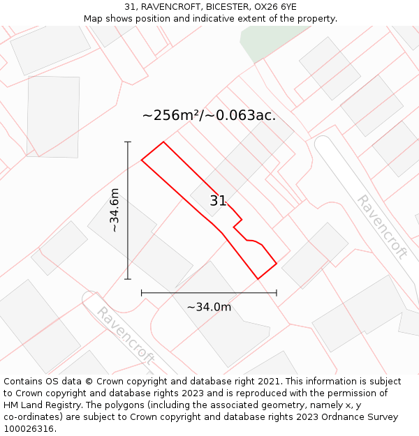 31, RAVENCROFT, BICESTER, OX26 6YE: Plot and title map