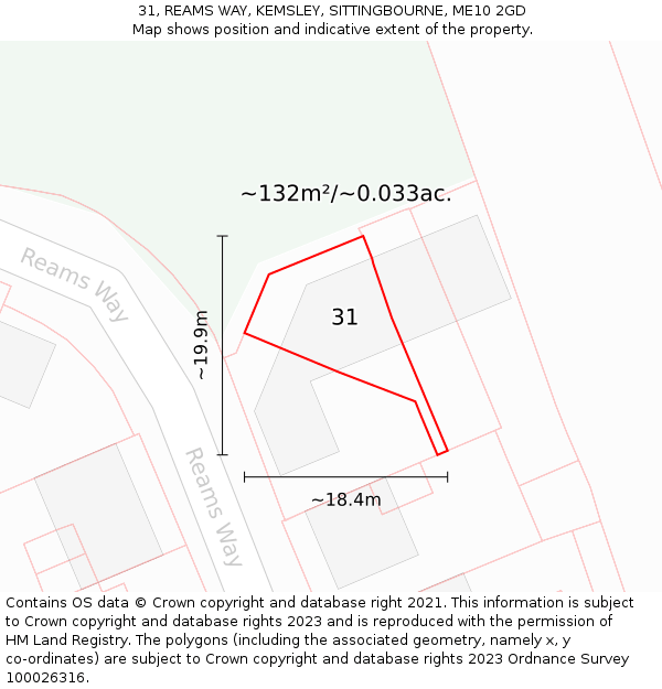 31, REAMS WAY, KEMSLEY, SITTINGBOURNE, ME10 2GD: Plot and title map