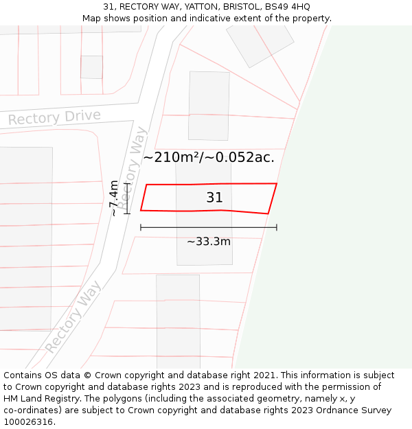 31, RECTORY WAY, YATTON, BRISTOL, BS49 4HQ: Plot and title map