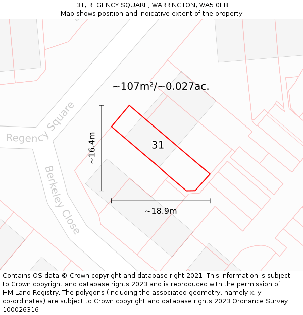 31, REGENCY SQUARE, WARRINGTON, WA5 0EB: Plot and title map