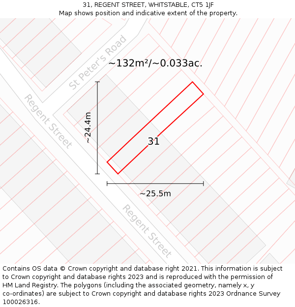 31, REGENT STREET, WHITSTABLE, CT5 1JF: Plot and title map