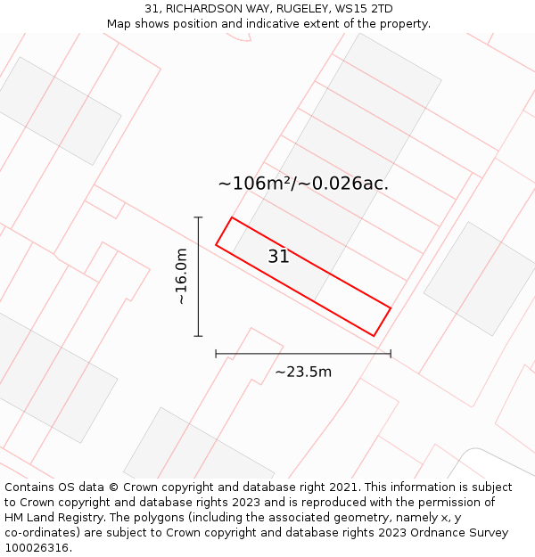 31, RICHARDSON WAY, RUGELEY, WS15 2TD: Plot and title map