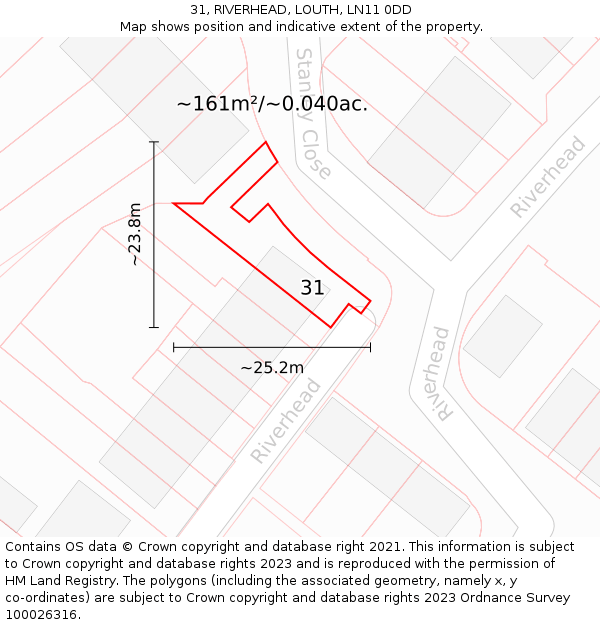31, RIVERHEAD, LOUTH, LN11 0DD: Plot and title map