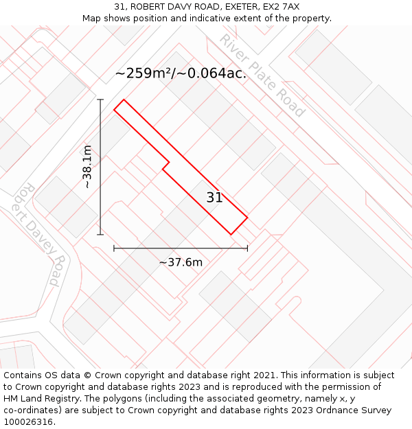 31, ROBERT DAVY ROAD, EXETER, EX2 7AX: Plot and title map
