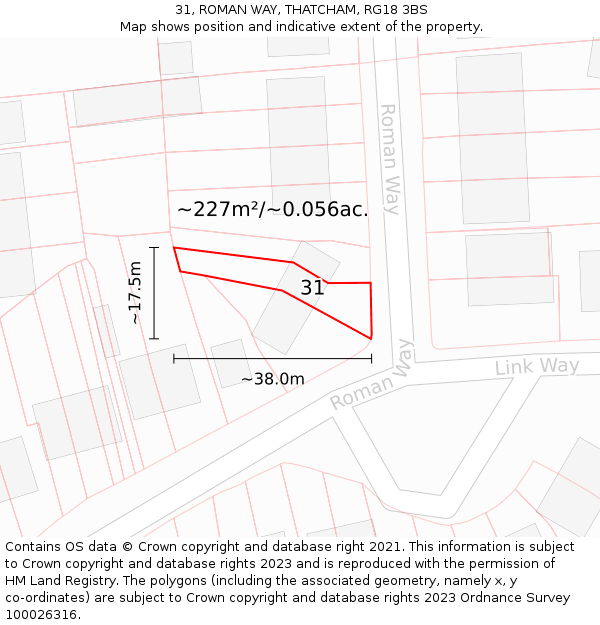 31, ROMAN WAY, THATCHAM, RG18 3BS: Plot and title map