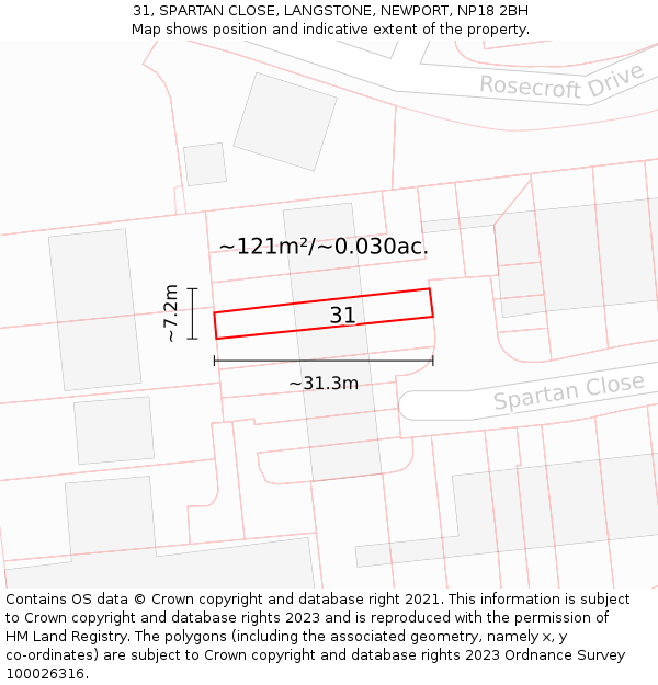 31, SPARTAN CLOSE, LANGSTONE, NEWPORT, NP18 2BH: Plot and title map