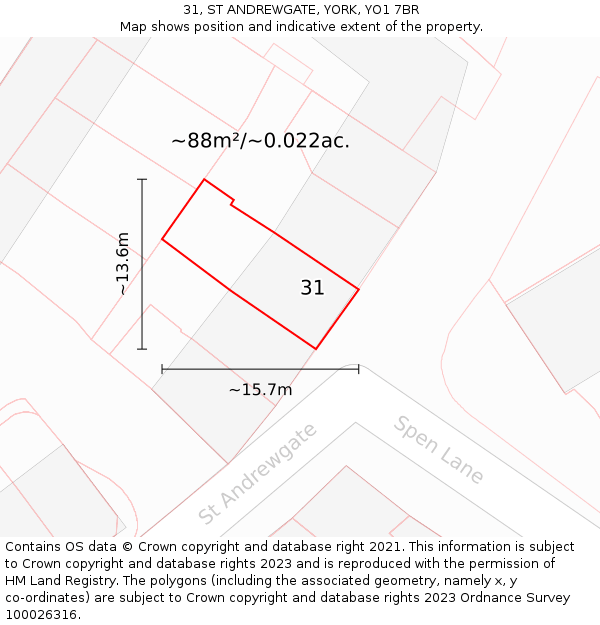 31, ST ANDREWGATE, YORK, YO1 7BR: Plot and title map