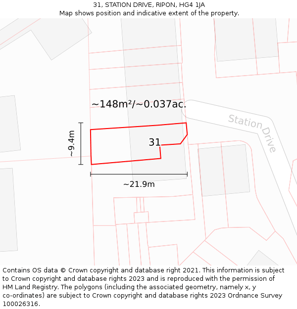 31, STATION DRIVE, RIPON, HG4 1JA: Plot and title map