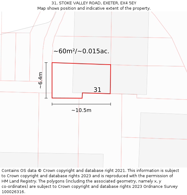 31, STOKE VALLEY ROAD, EXETER, EX4 5EY: Plot and title map