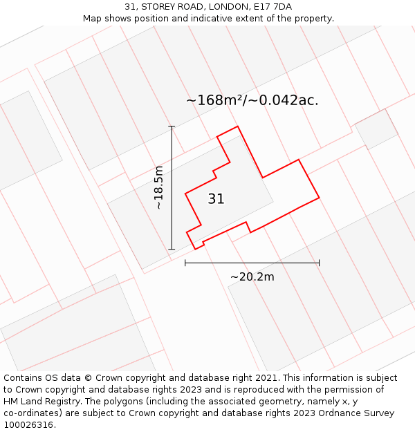 31, STOREY ROAD, LONDON, E17 7DA: Plot and title map