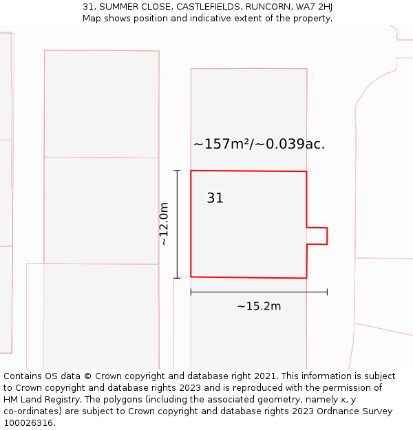 31, SUMMER CLOSE, CASTLEFIELDS, RUNCORN, WA7 2HJ: Plot and title map