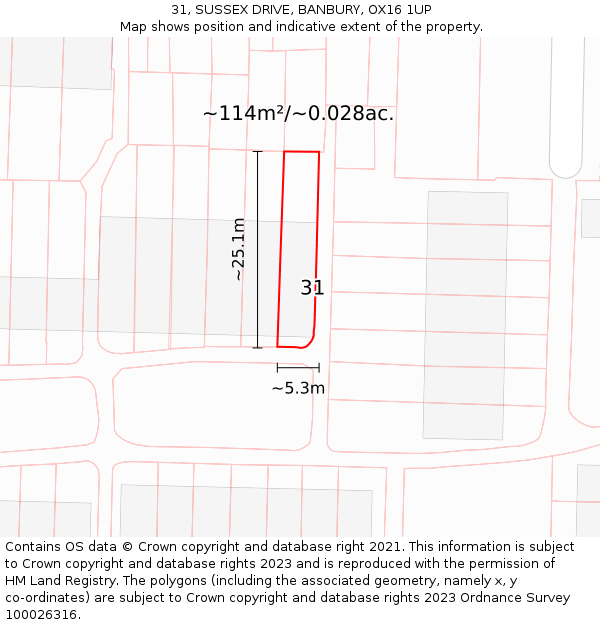 31, SUSSEX DRIVE, BANBURY, OX16 1UP: Plot and title map