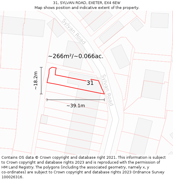 31, SYLVAN ROAD, EXETER, EX4 6EW: Plot and title map