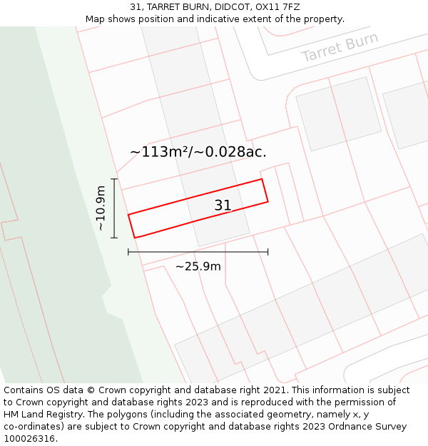 31, TARRET BURN, DIDCOT, OX11 7FZ: Plot and title map